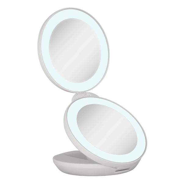 Dual LED Lighted Magnifying Travel Mirror