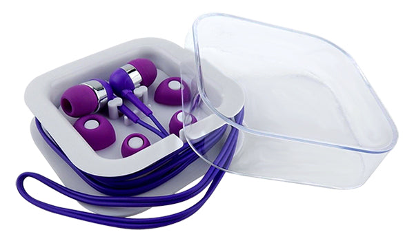 Stereo Wired Earbuds With Mic & Mute, 3.5mm - Purple