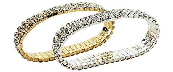 Stretch Bracelet - 3 Rows Faux Gemstones