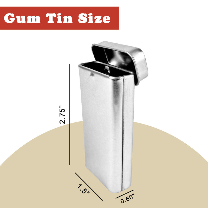 Gum Tin, 2.75" Pocket Size, Silver Tone, Flip Top Lid, PLT