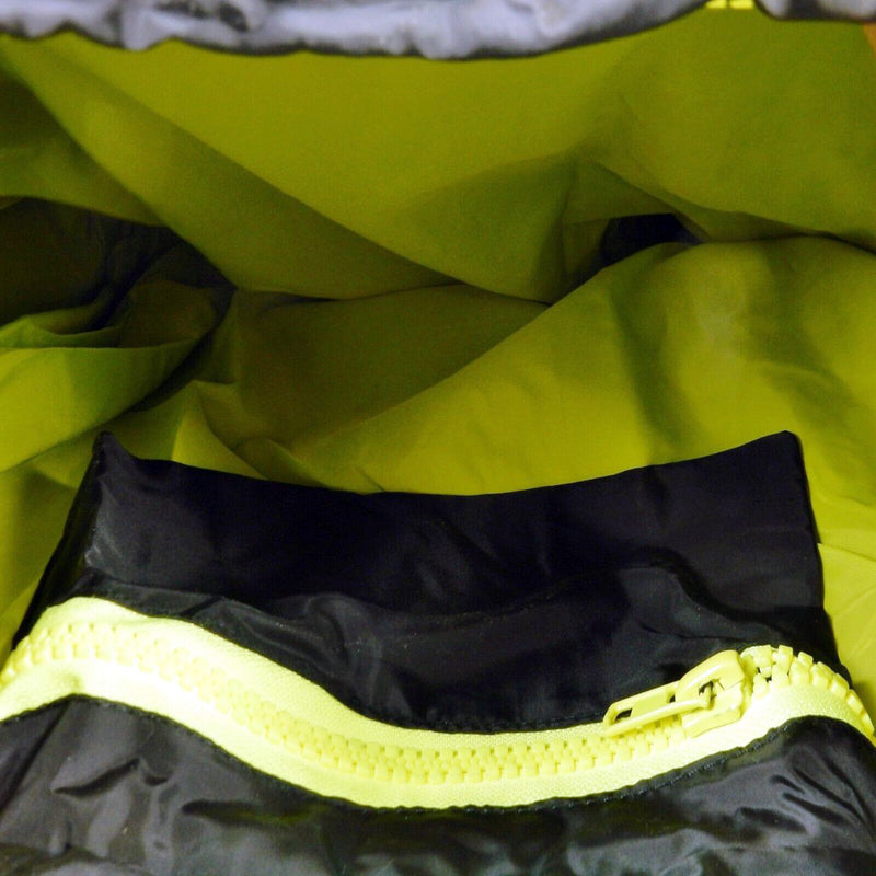 Nylon Zippered Shopping Tote, Black w/Yellow-Green Accent, 15" x 14".