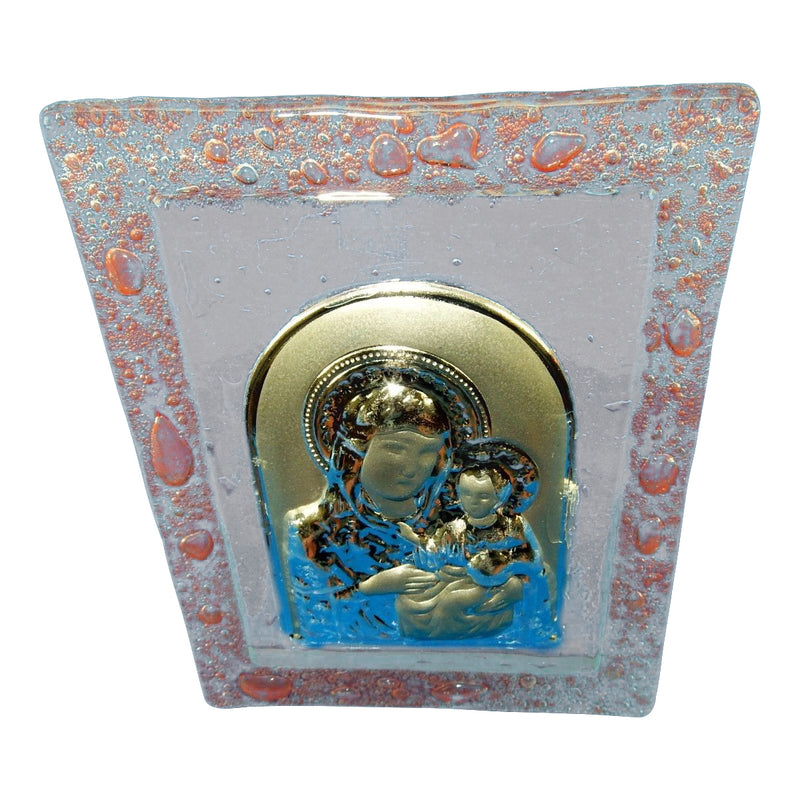 Glass Icon/Plaque, Madonna With Child