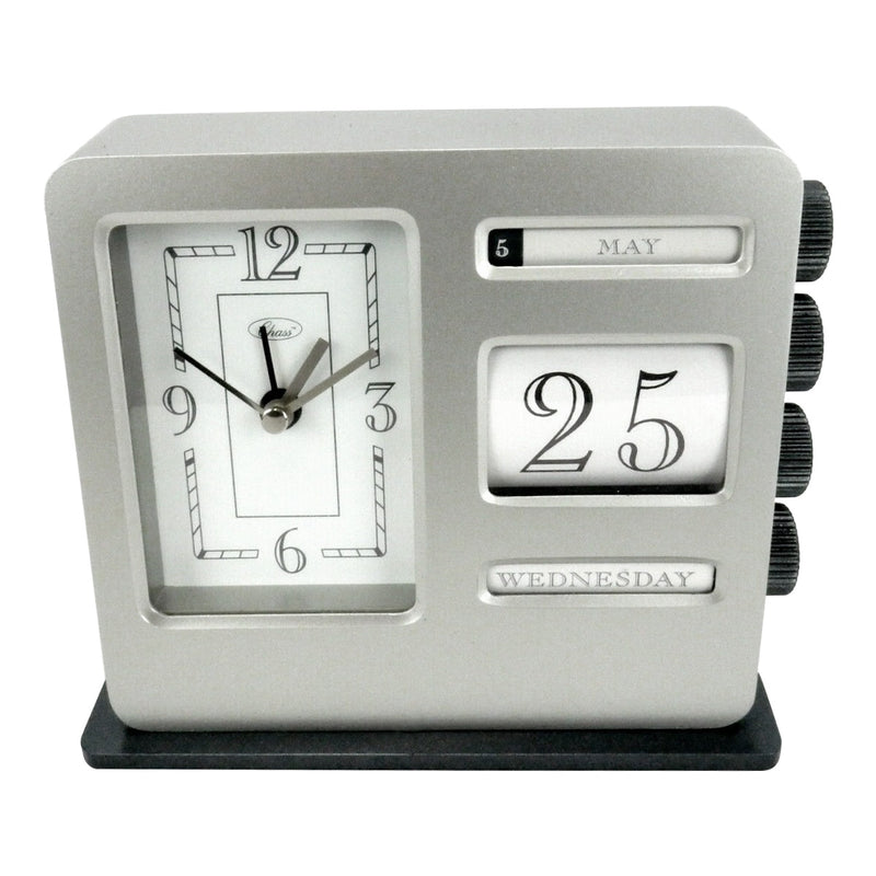 Chass Banker's Desk Analog Alarm Clock & Calendar
