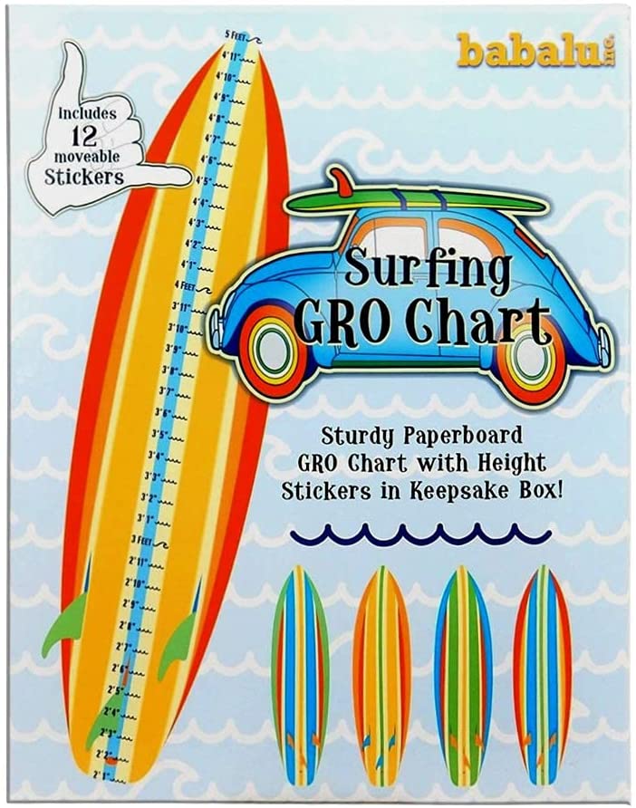 Growth Chart - Surfboard Gro Chart With 12 Moveable Height Stickers