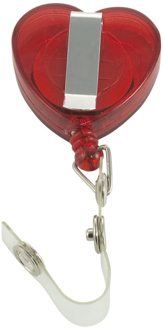 Heart Design Retractable ID Badge Holder with Badge Reel