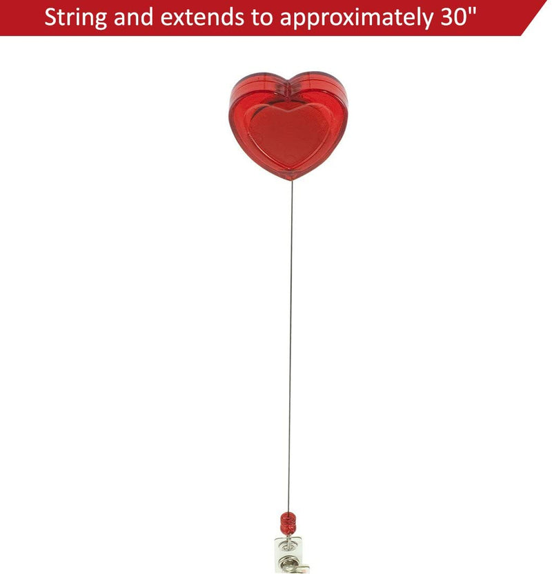 Heart Design Retractable ID Badge Holder with Badge Reel