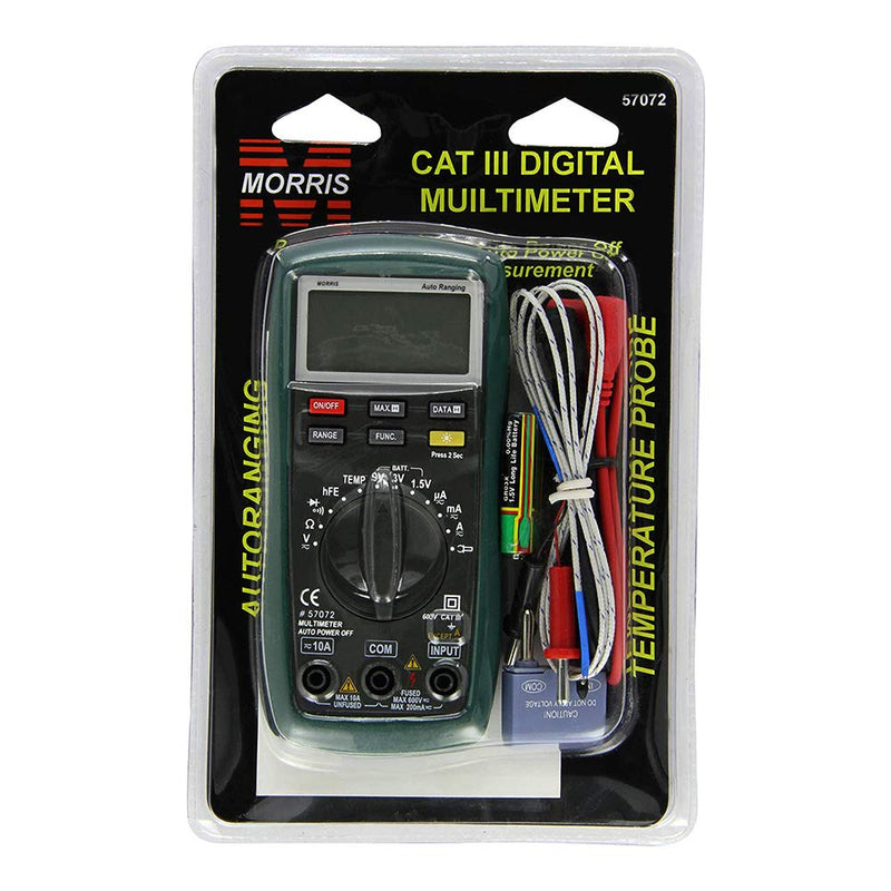Cat III Autorunning Digital Multimeter with Temperature Probe