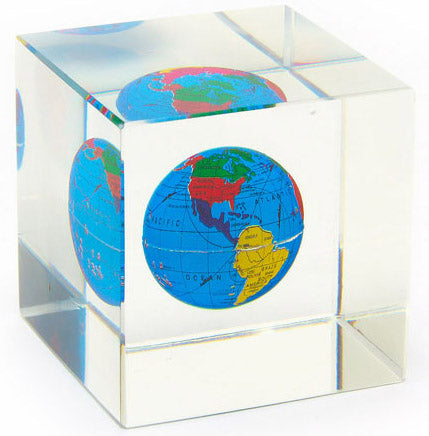 Beveled Acrylic Paper Weight Earth Small. Liquidation Lot Of 2400 Units.
