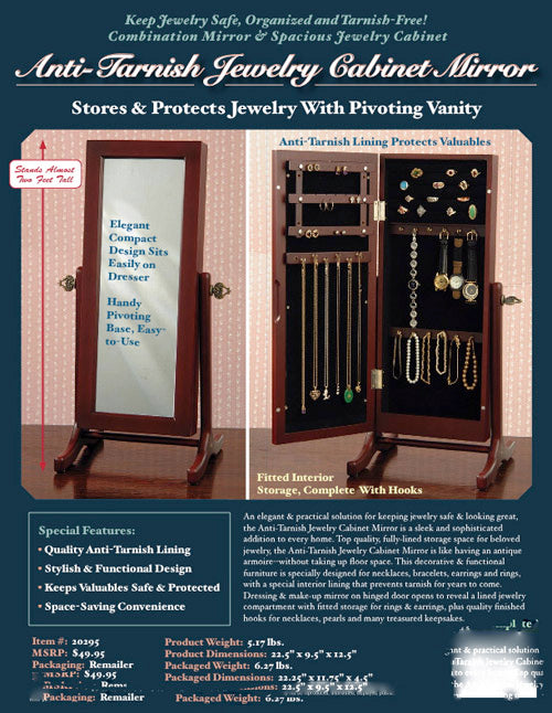 Anti Tarnish Jewelry Cabinet. Liquidation Lot Of 450.