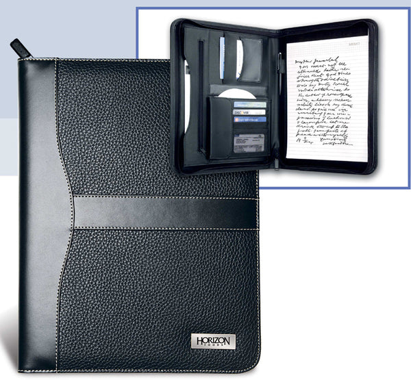 Beautiful Combination Of Lychee And Smooth Grain Leatherette Zipper Portfolio