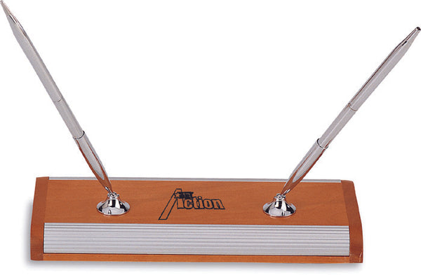 Beechwood Pen Holder With Aluminum Accents