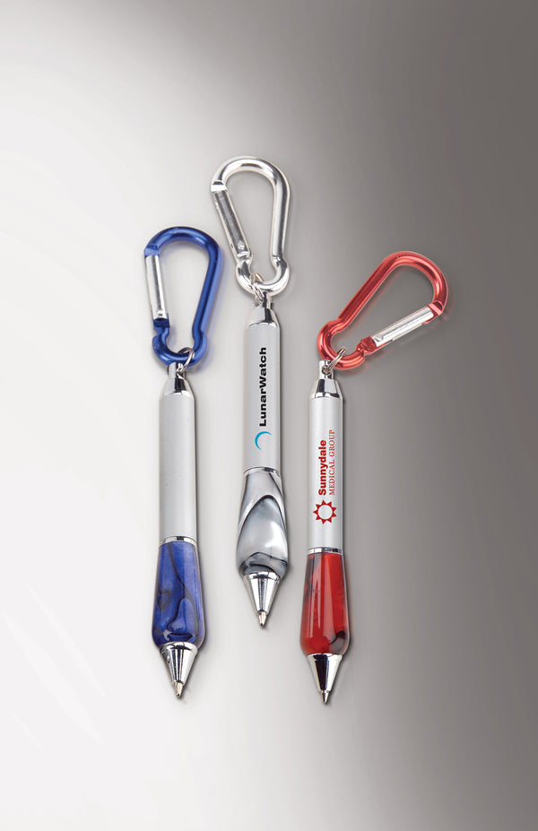 Carabiner Pen W/satin Finish/marbleized Grip