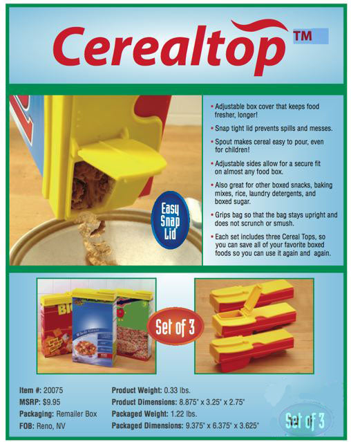 Cereal Topper Set Of 3. Liquidation Lot Of 4000.