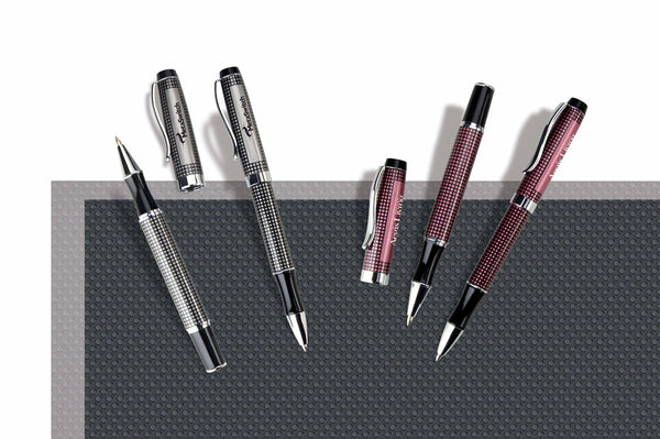 Checkered Ballpoint Pen W/black & Shiny Parts