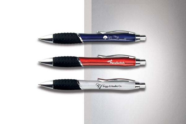 Click Style Ball Point Pen Shiny Barrel With Shiny Chrome Parts