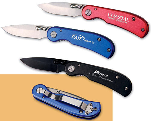 Compact Pocket Knife. Stainless Steel Blade And Aluminum Cover