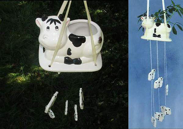 Cow Wind Chime with Planter