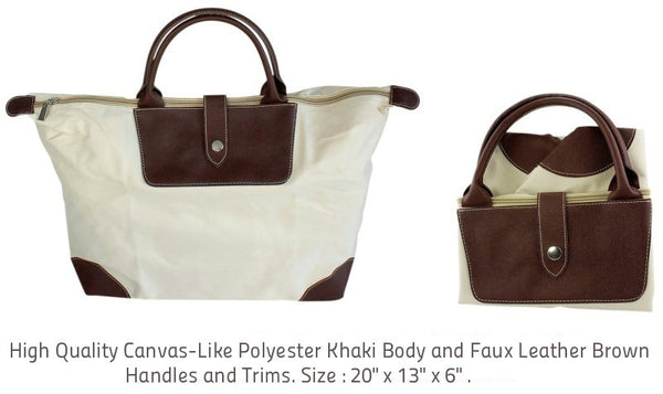 Folding Polyester Khaki Tote