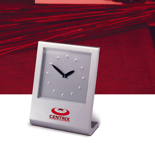 Heavy, Satin Finish, Solid Metal Desktop Clock In L Shape