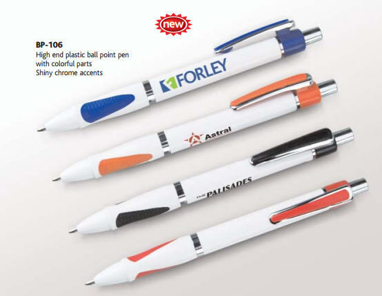 High-End Plastic Ball Point Pen With Shiny Chrome Accents