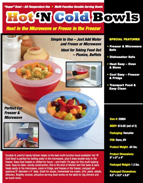 Hot And Cold Bowl Set Of 2. Liquidation Lot Of 5000.