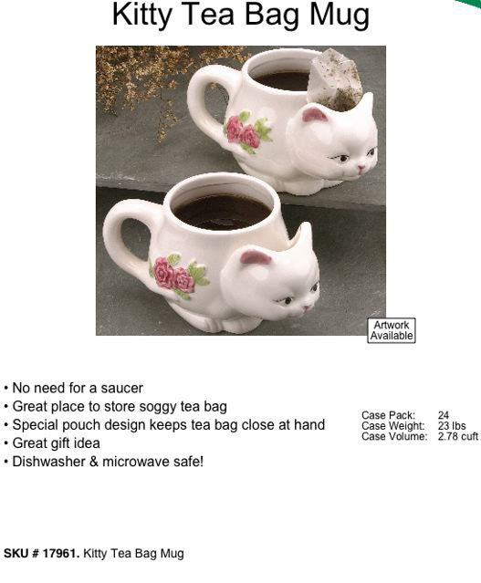 Kitty Tea Bag Mug. Liquidation Lot Of 1800.