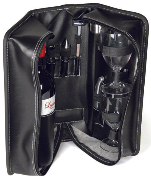 Leather Like Soft Case Hold 1 Wine Bottle & 6 Accessory