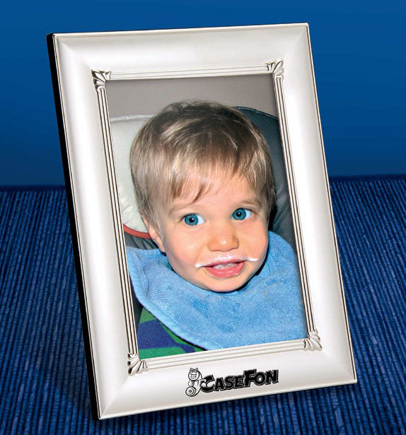 Metal Photo Frame. Holds 5 X 7 Photo Matte Chrome Finish W/shiny Chrome