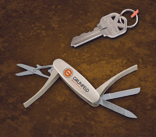 Mini Folding Tool Set With Scissors, Knife, And Nail File. Zinc Alloy