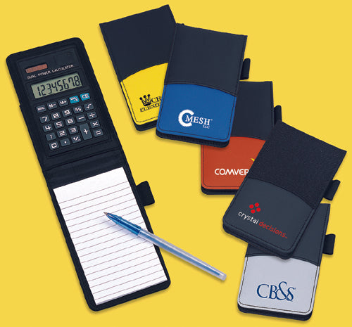 Notebook & Calc Combo. 8 Digit Dual Calc & Pen Holder