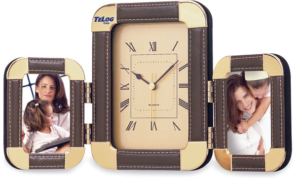 Photo Frame Clock Holds Two 2" X 3" Photos