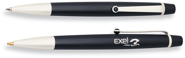 Satin Black Twist Action Ballpoint Pen With Pearl Accents