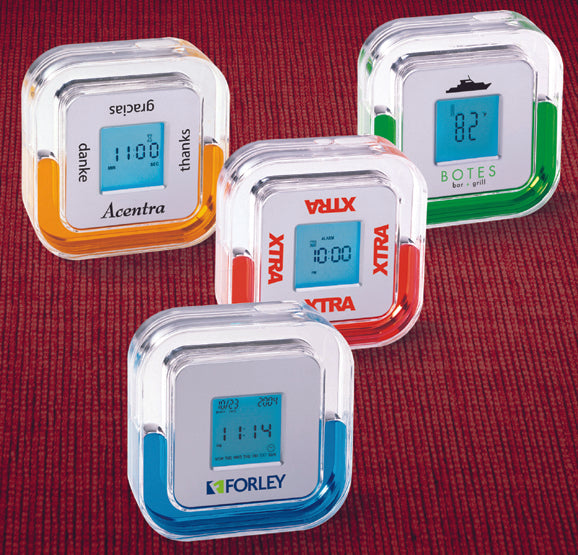 Translucent, Liquid-filled Digital Alarm Clock W/cal.temp, Count Down
