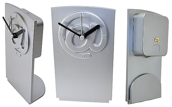 Folding Analog Desk Clock "@" Tech Symbol Face