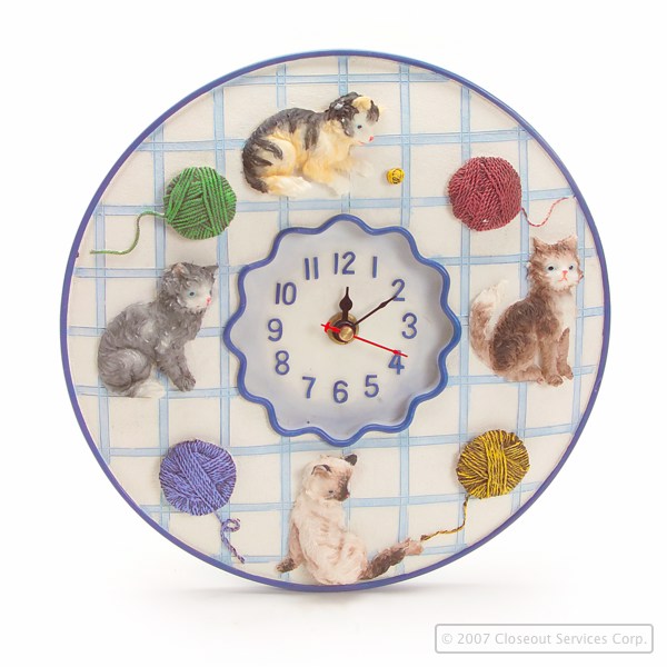 Kitten Wall Clock. Liquidation Lot Of 600 Units.