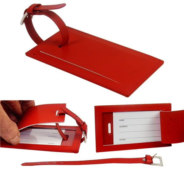 Red Leather Luggage Tag