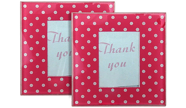 Squares Shaped Photo Frame Glass Coasters Set of 2