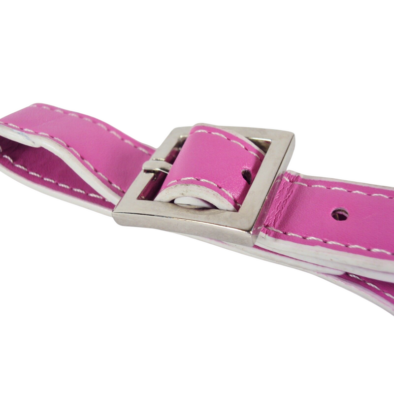 Large 6" Pink Paddle w/Metal Buckle & Snap Closure Tag