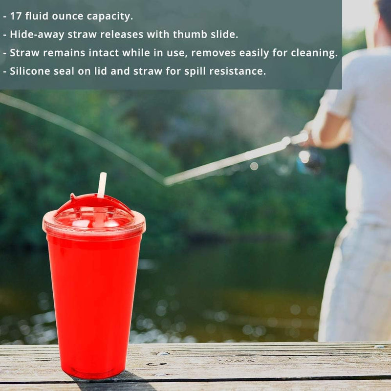 17 Oz  Double Wall Plastic Drink Tumblers with Lids and Straws