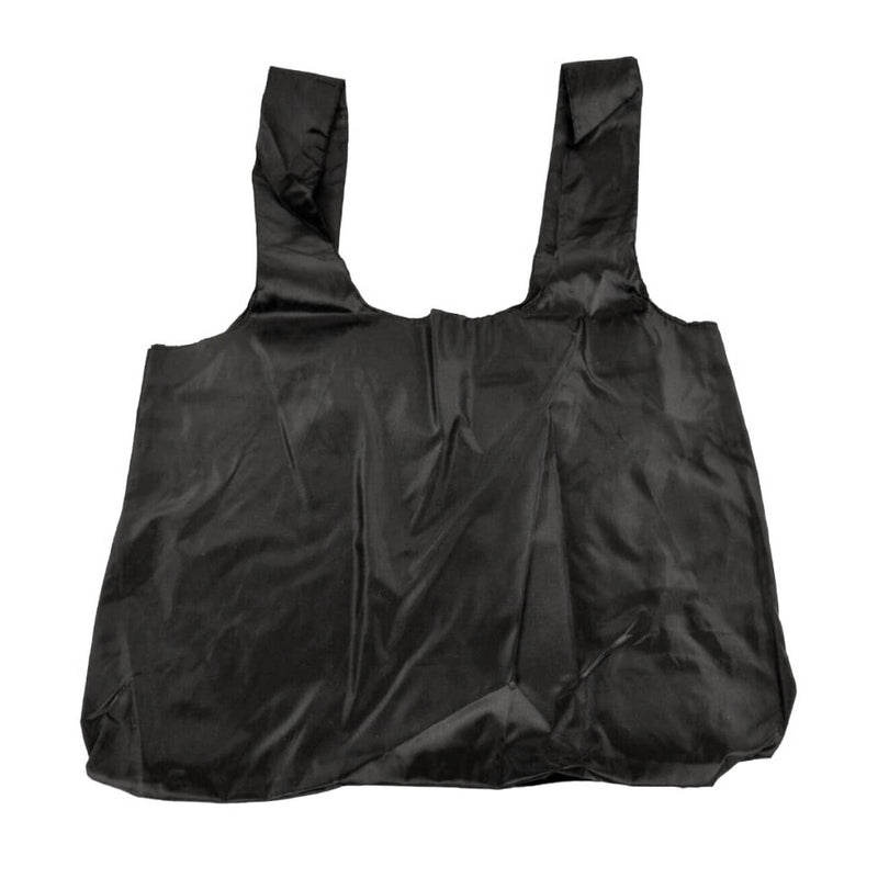 Lightweight Nylon Open Shopping Tote, Solid Black, 16" x 14".