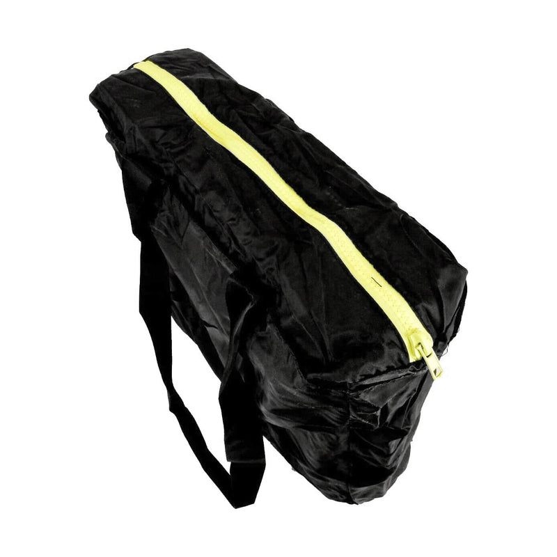 Nylon Zippered Shopping Tote, Black w/Yellow-Green Accent, 15" x 14".