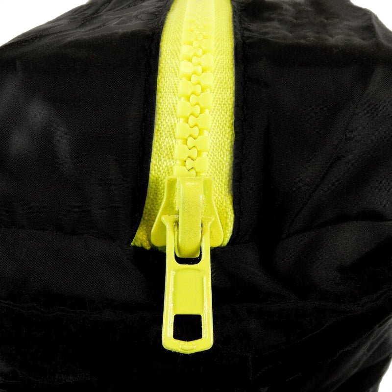 Nylon Zippered Shopping Tote, Black w/Yellow-Green Accent, 15" x 14".