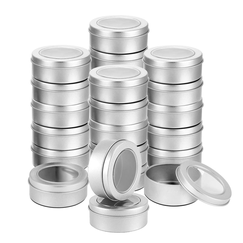 2.75" Round Storage Tin w/See-Thru Lid, Magnetic Base, Rings, Keys, Money.