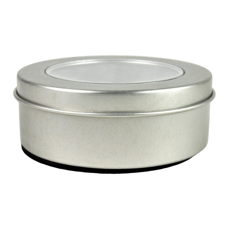 2.75" Round Storage Tin w/See-Thru Lid, Magnetic Base, Rings, Keys, Money.