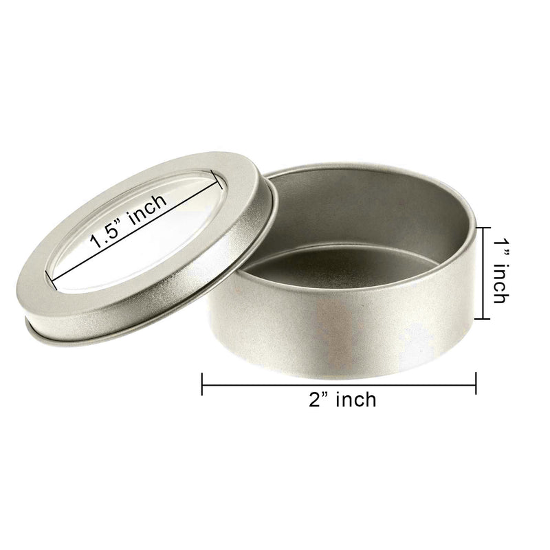 2.75" Round Storage Tin w/See-Thru Lid, Magnetic Base, Rings, Keys, Money.