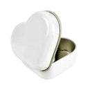 2" Pocket Tin, White Heart Shape, Hinged Lid, Jewelry, Coins, Candy/Mints.