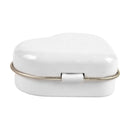 2" Pocket Tin, White Heart Shape, Hinged Lid, Jewelry, Coins, Candy/Mints.