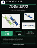 Faux Leather Dual Key Ring with Fob