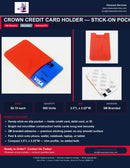 Crown Credit Card Holder Stick-On Pocket — $.10 Each | 500 Units Available