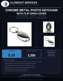 Chrome Metal Photo Keychain with Flip-Open Cover